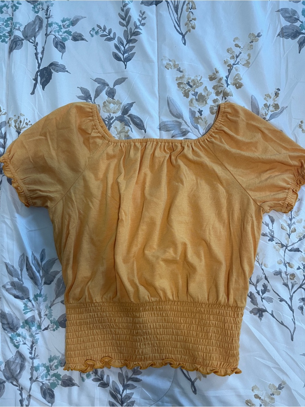 Women’s Elastic Waist Puff Sleeve Blouse - Mustard